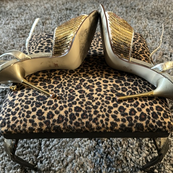 Gold metallic stiletto strappy sandals - Picture 7 of 7